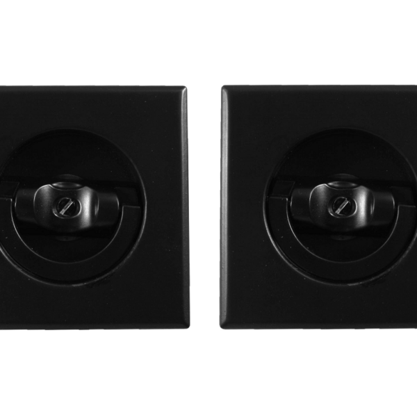 Maniglia Incasso Quadra Porta Libro modello koni mm.70x70/48 con Doppio Anello Attivo-Attivo+Serratura E50 Nero Opaco  |Reguitti